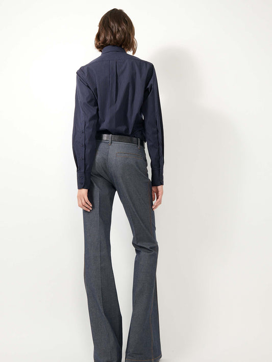 Bootleg suit trousers in washed denim
