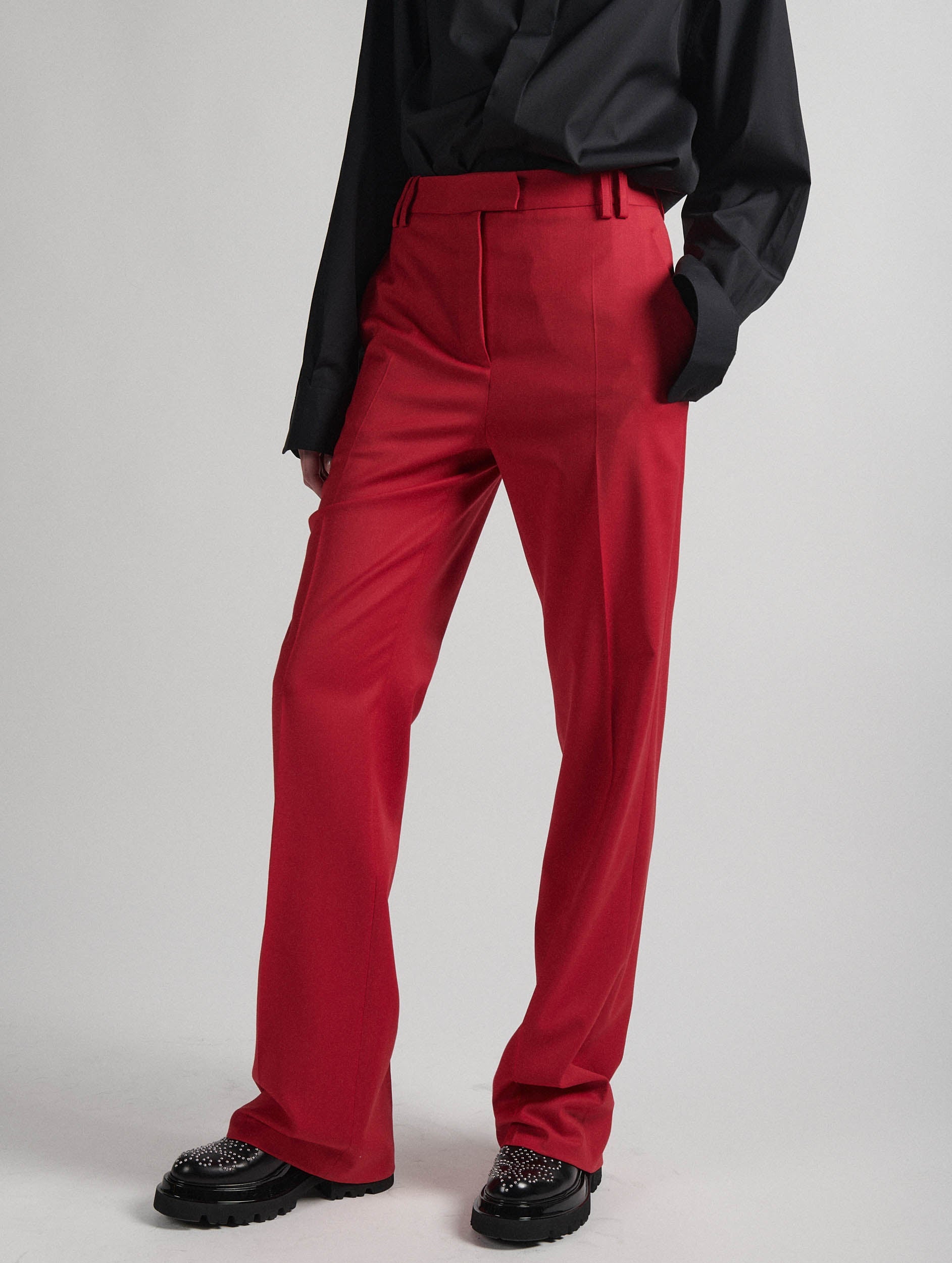 Women Ready-to-wear | Red wool gabardine high-waisted suit trousers |  Barbara Bui Official Online Store