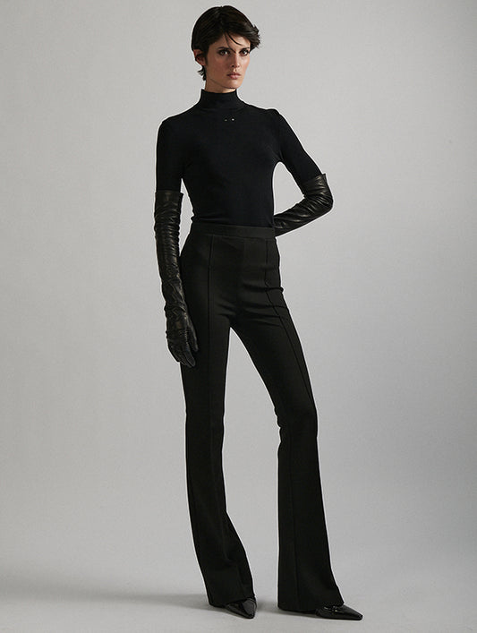 Caleçon coupe bootleg en jersey milano noir