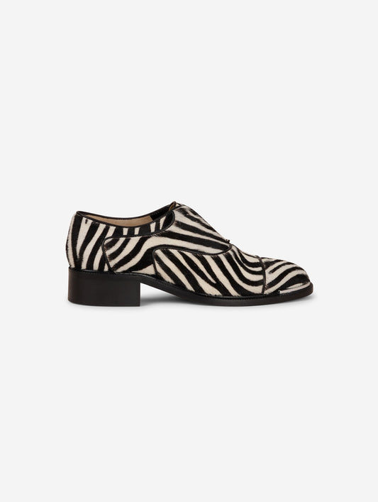 Zebra print calf-hair leather derbies