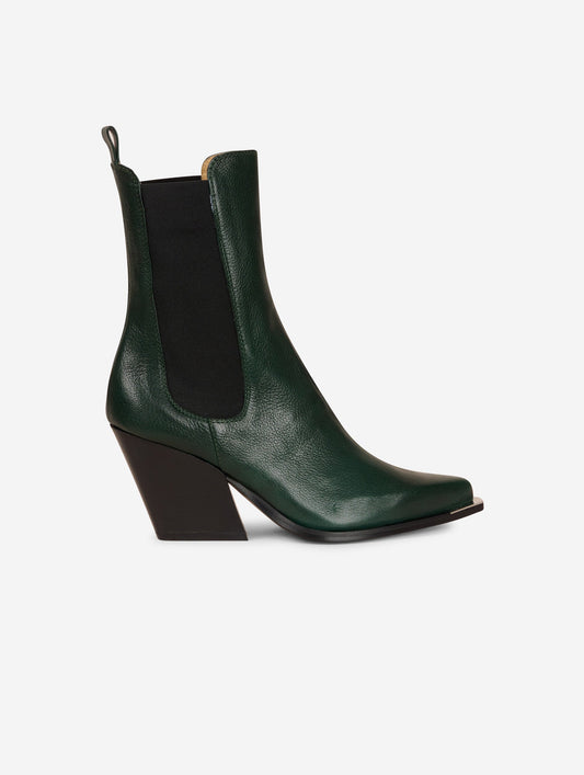 Boots élastiqués en cuir vert