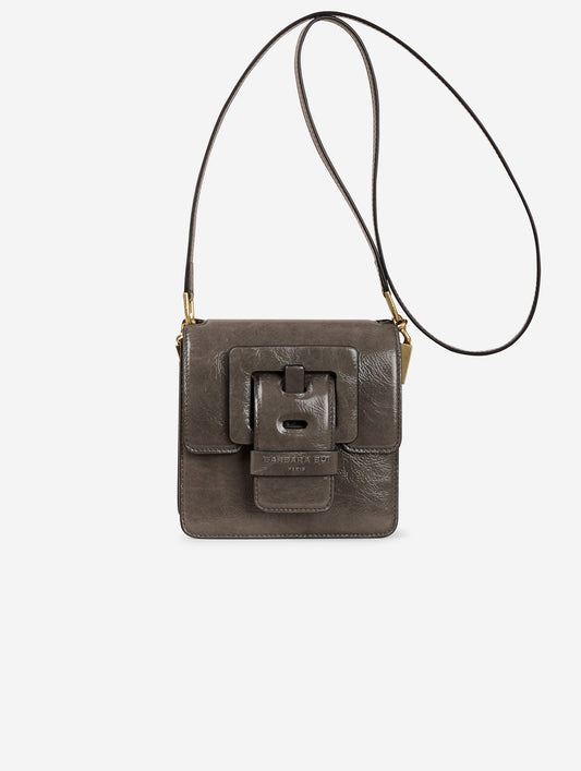 Sac "Love Me" en cuir verni gris