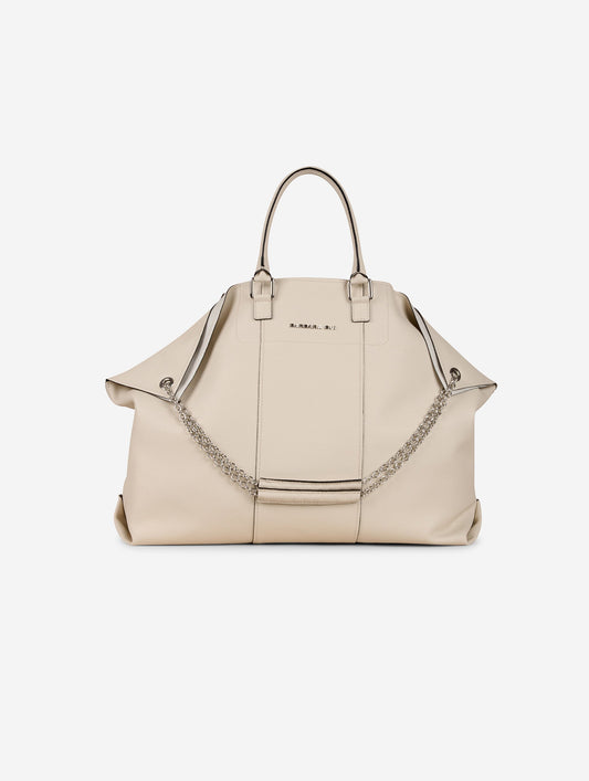 "Big Chamallow" tote bag in ivory grained leather