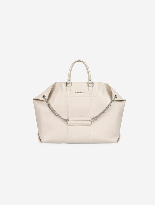 "Big Chamallow" tote bag in ivory grained leather