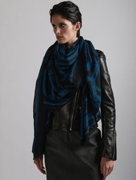 Foulard imprimé Snake bleu et noir