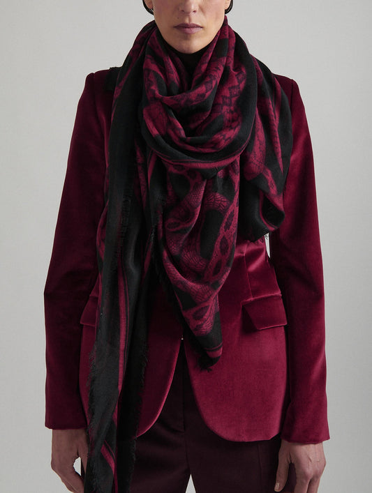 Pomegranate and black snake print scarf