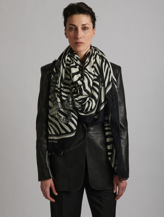 Black and white zebra print scarf