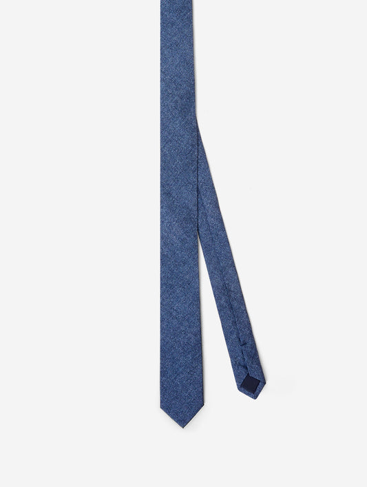 Fine twill tie with denim print