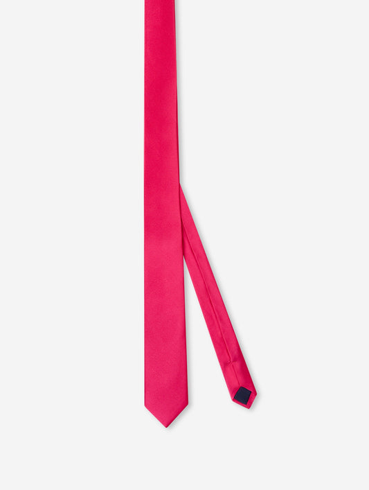 Pink silk satin thin tie