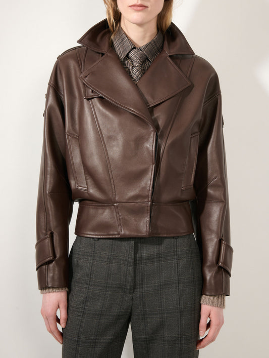Blouson en cuir d'agneau café