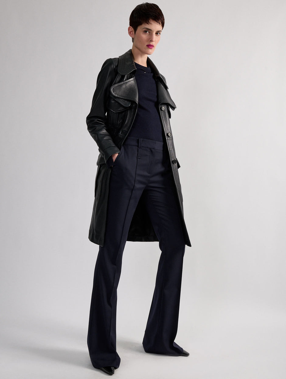 Manteau Noir Barbara Bui Taille 1 Avec Manches En Cuir - Occasion Bon État