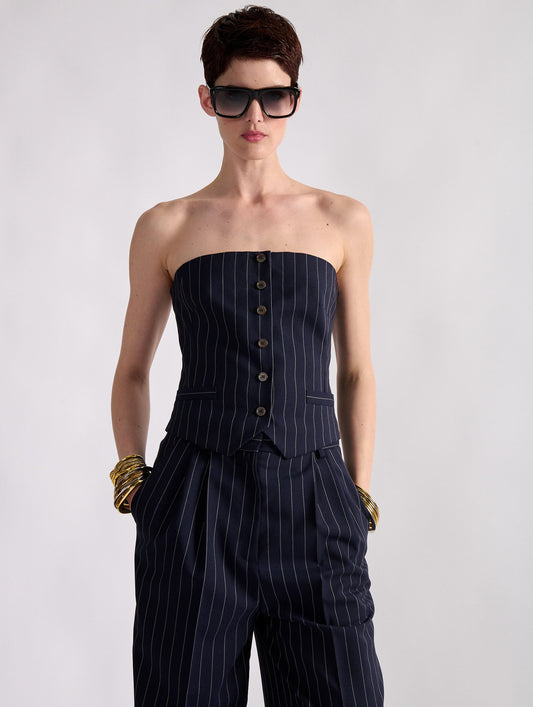 Navy tennis stripe bustier