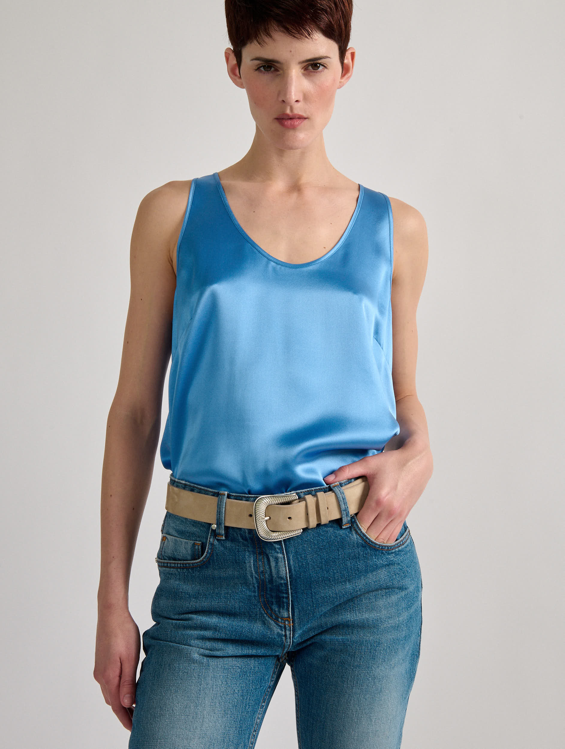 Silk satin tank top online