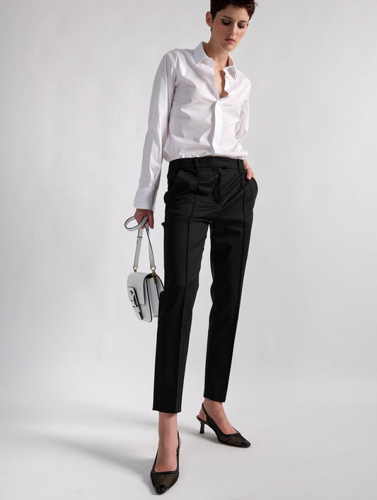 Black stretch cotton gabardine Roxy trousers