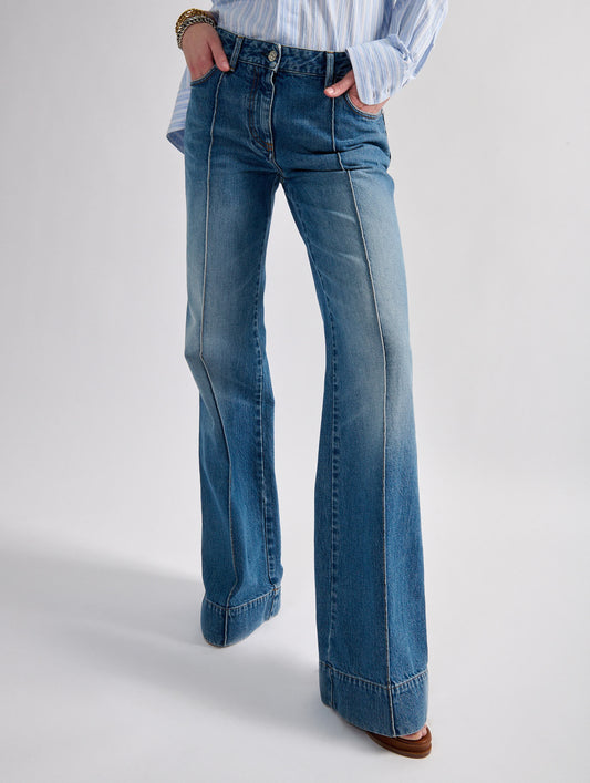 Blue denim flare jeans