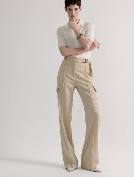 Pantalon battle en gabardine stretch sable