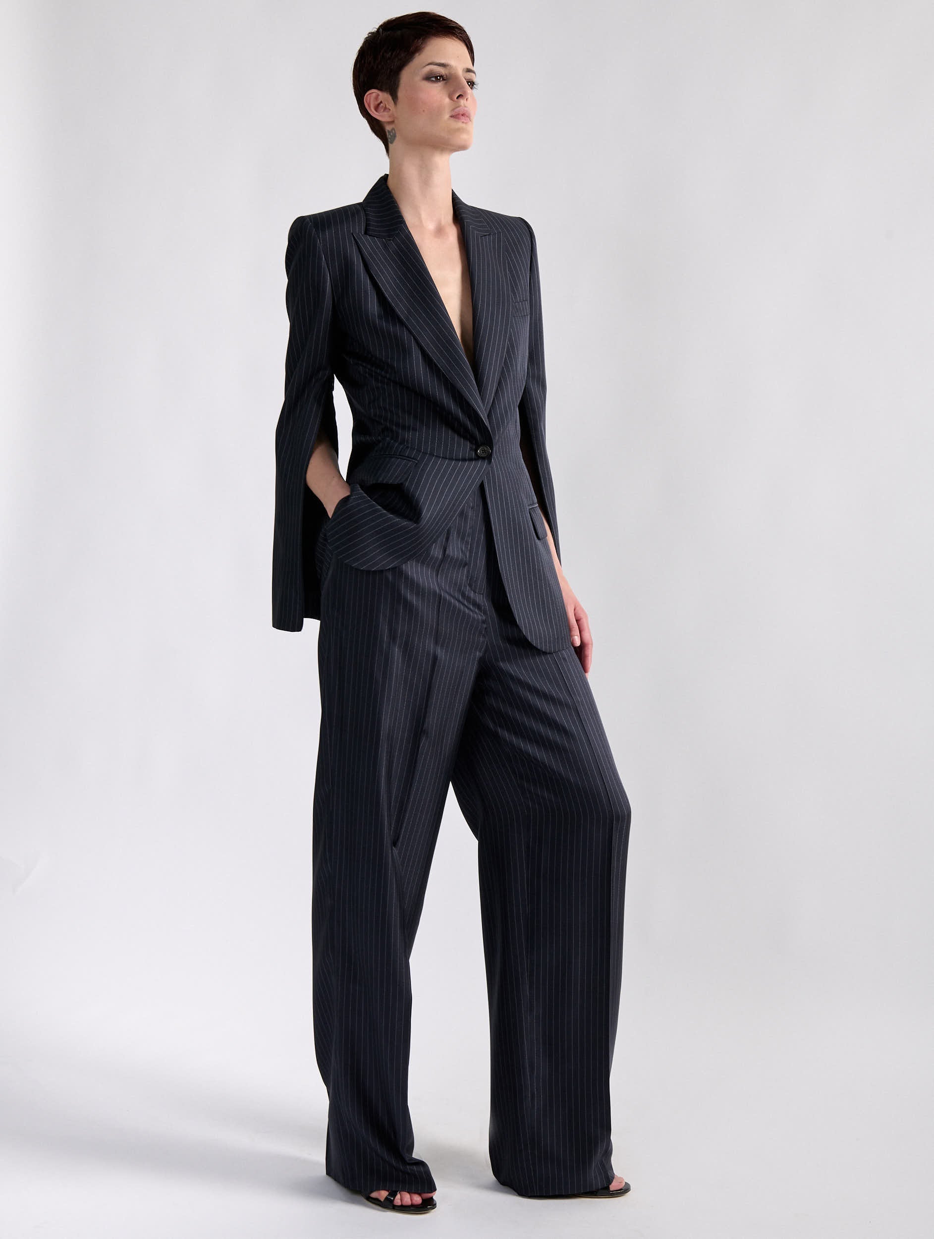 Women ready-to-wear | Tennis stripe print silk twill high-waisted