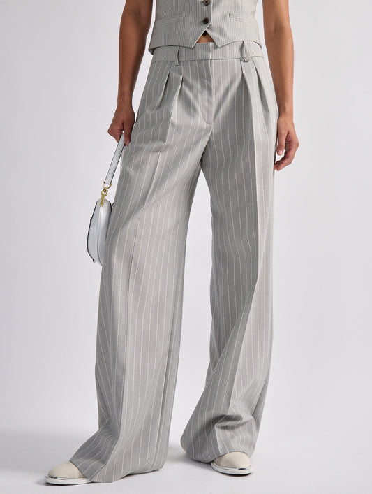 Gray tennis stripe low-rise trousers