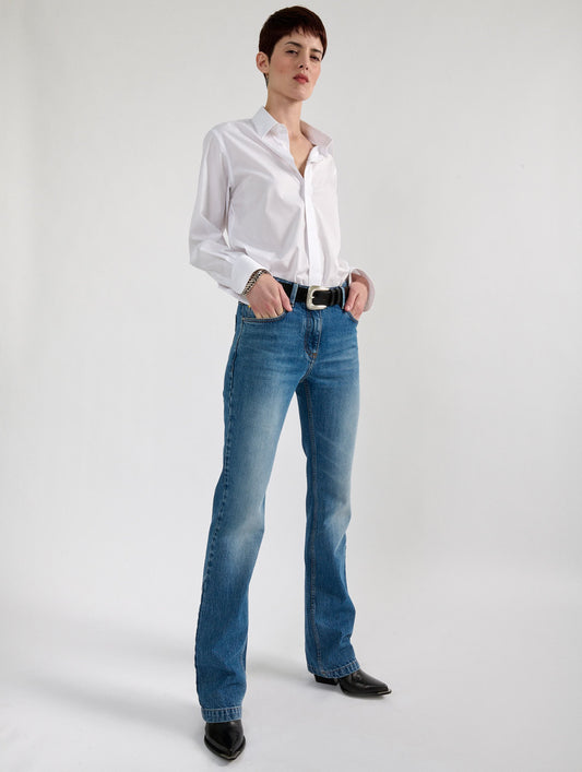 Blue denim 5-pocket straight fit jeans