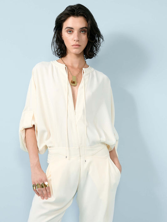 Combinaison en crêpe fluide ivoire