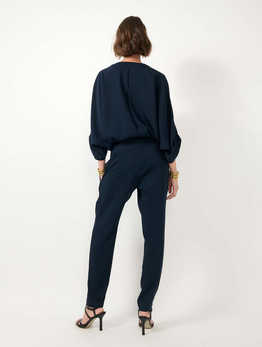 Combinaison en crêpe fluide marine