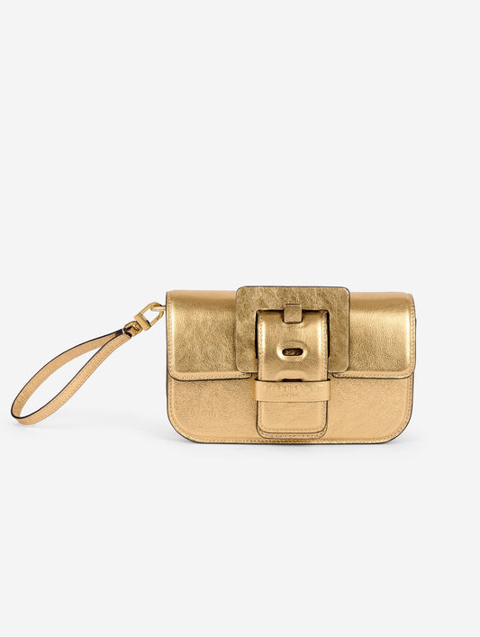 Small "Like Me" bag in gold metallic leather