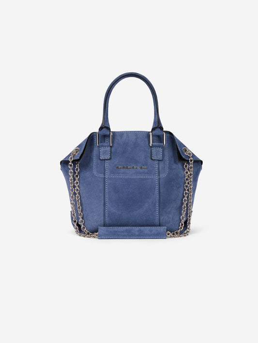 "Little Chamallow" bag in blue denim suede