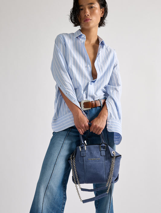 Sac "Little Chamallow" en daim bleu jeans