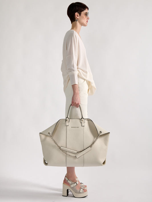 Big Chamallow bag in ivory leather