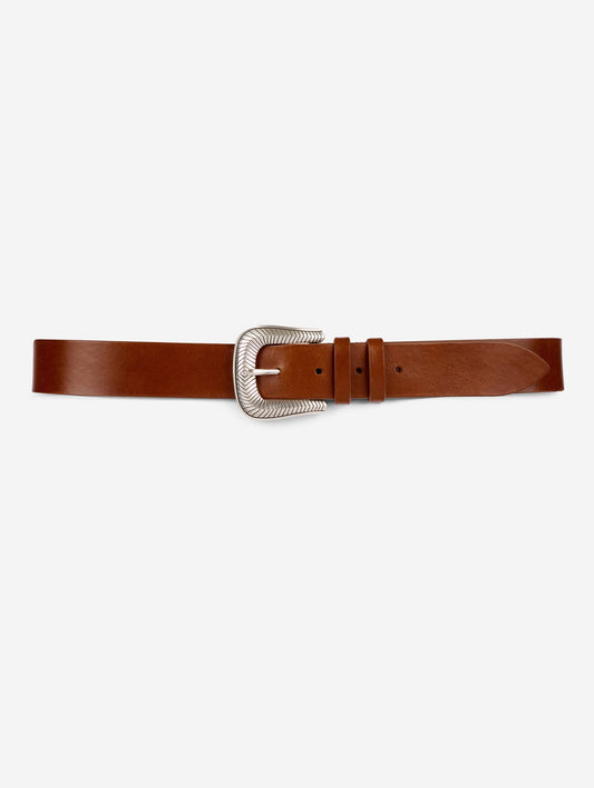 Ceinture moyenne en cuir cognac