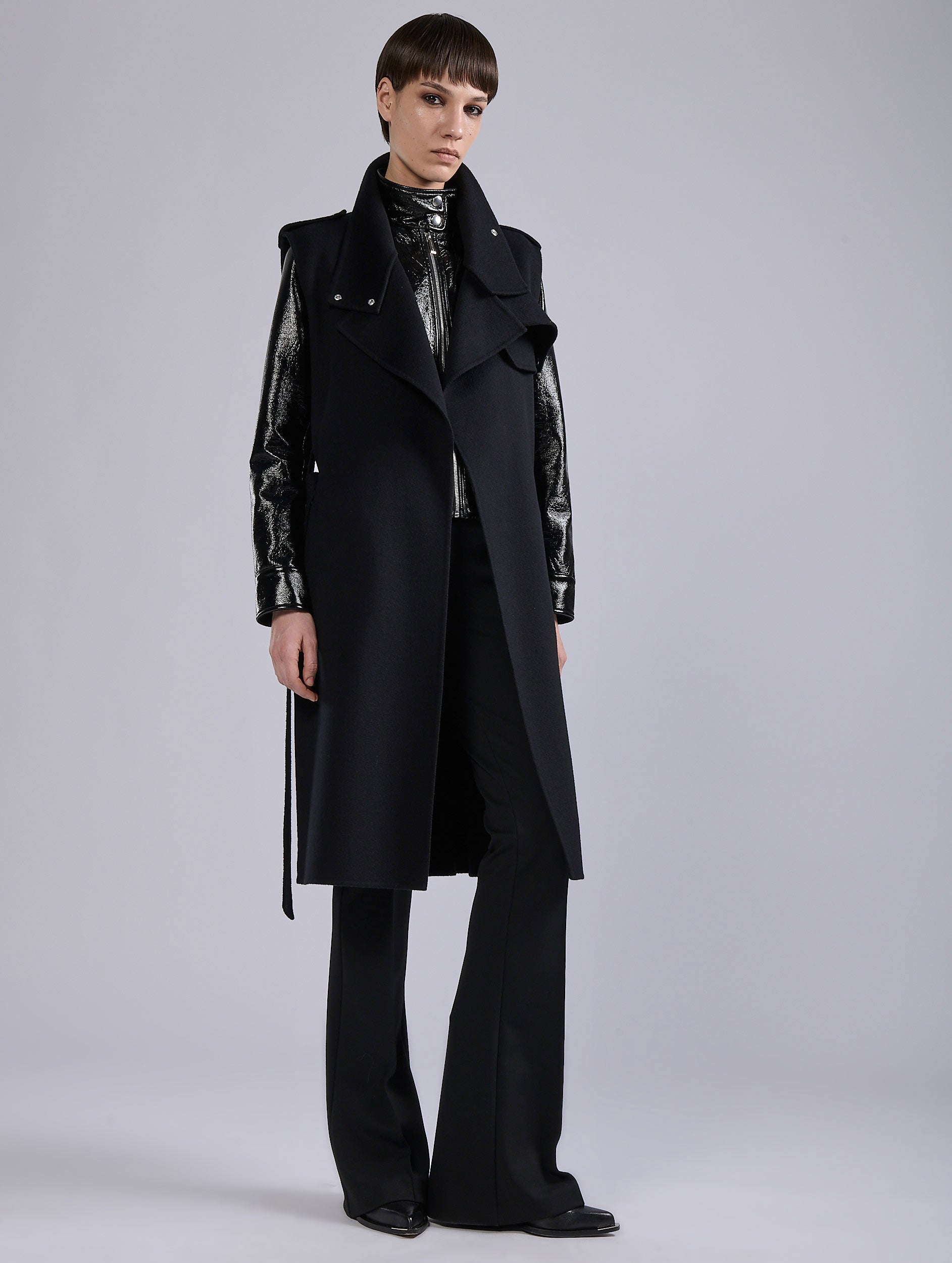 Women Ready-to-wear | Black double-face sleeveless coat | Barbara