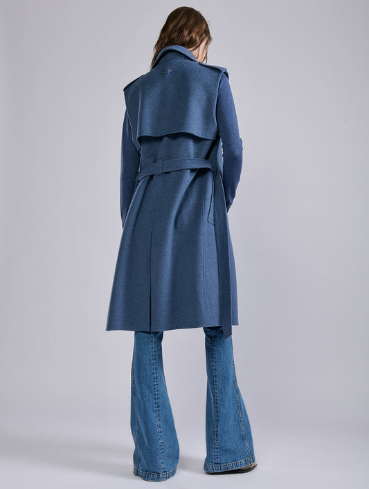 Trench sans manches en double face bleu