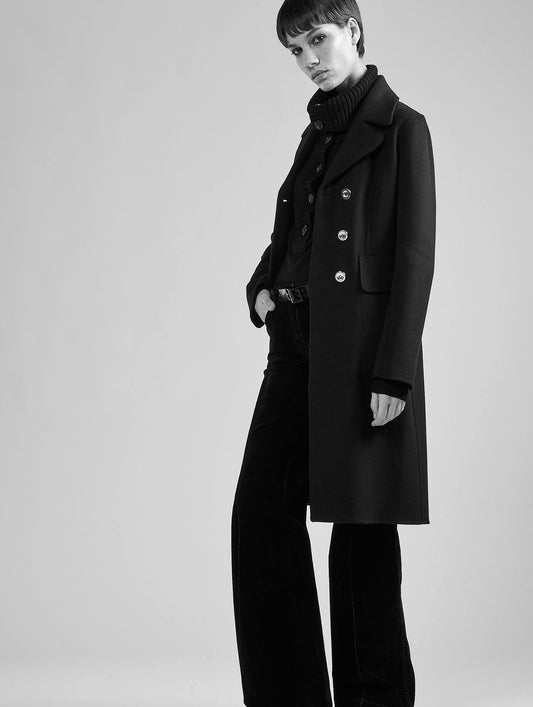 Black double-faced wool and cashmere coat
