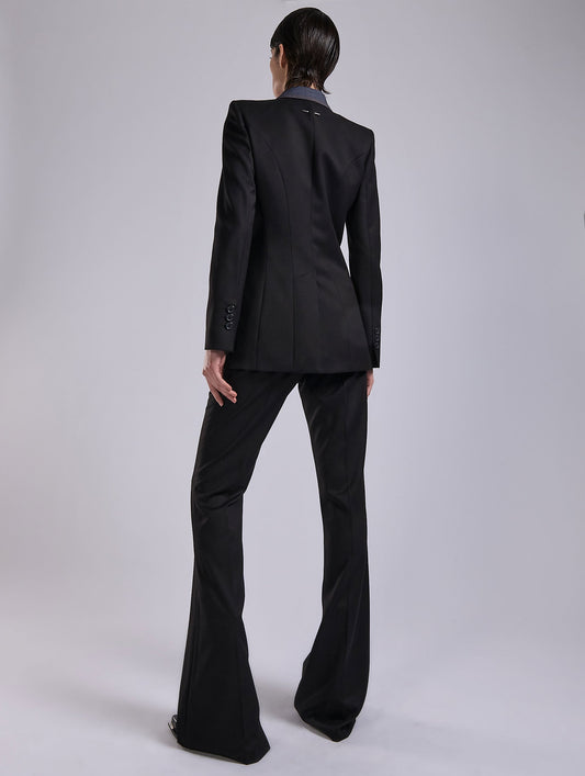 Black stretch twill bi-material jacket