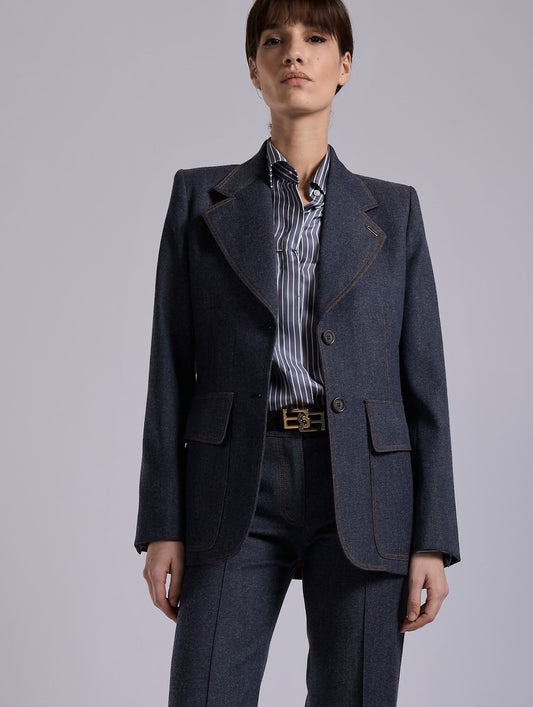 Blue wool denim fitted jacket