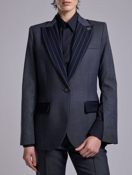 Mix materials fitted jacket