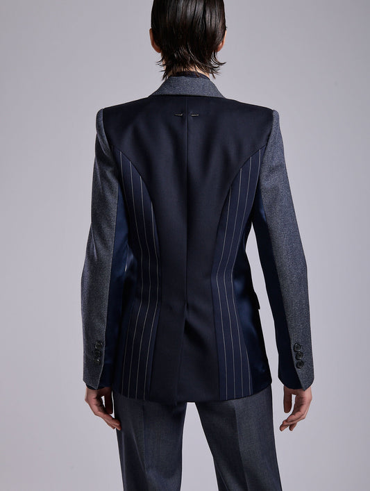 Mix materials fitted jacket