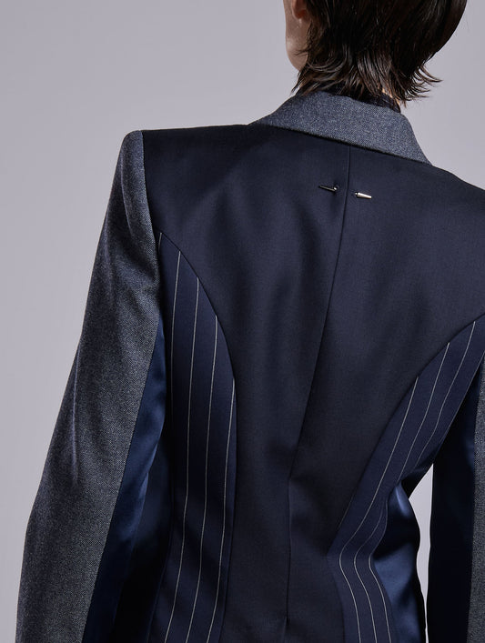 Mix materials fitted jacket