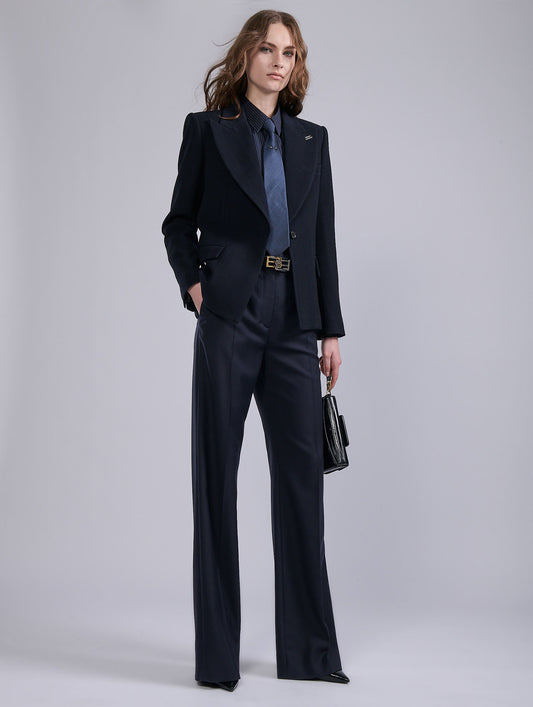 Navy textured herringbone jacket