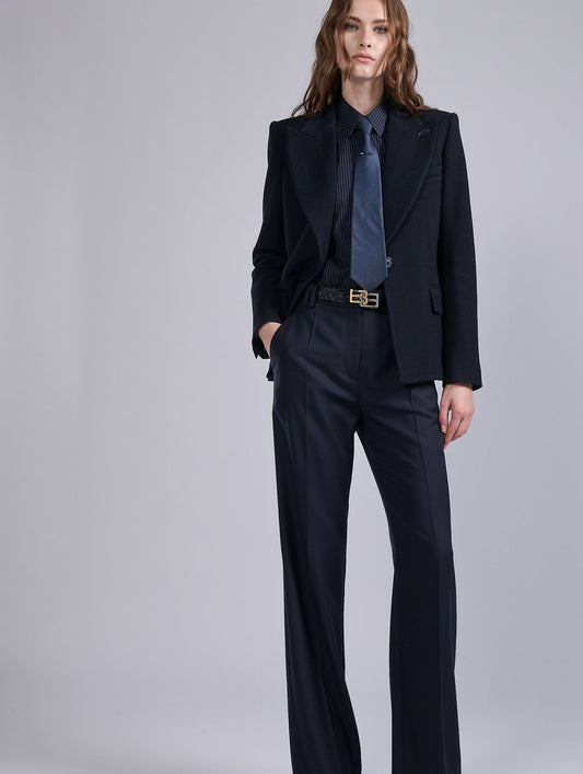 Navy textured herringbone jacket