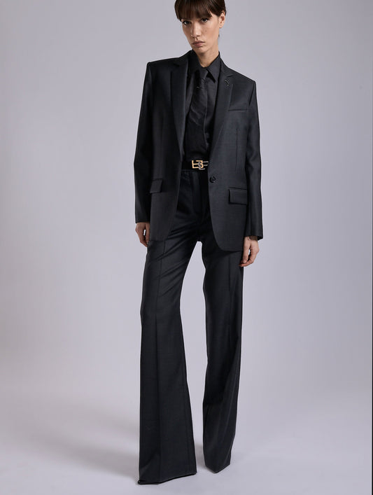 Grey wool and cashmere twill straight jacket
