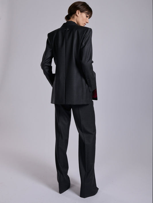 Grey wool and cashmere twill straight jacket