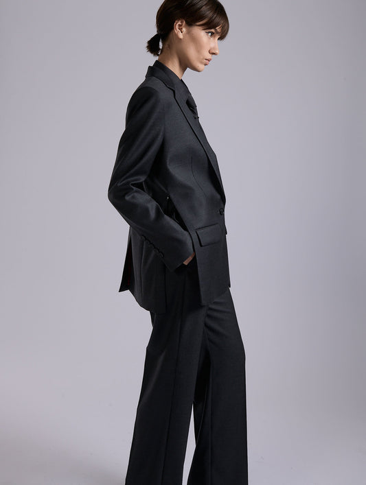 Grey wool and cashmere twill straight jacket
