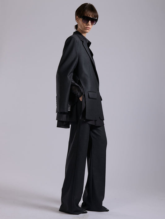 Grey wool and cashmere twill straight jacket