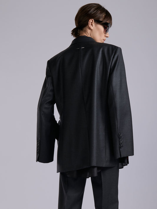 Grey wool and cashmere twill straight jacket