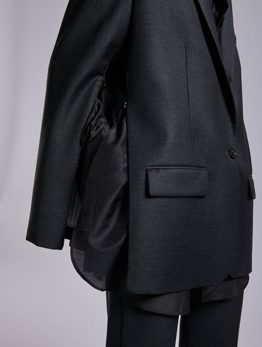 Grey wool and cashmere twill straight jacket