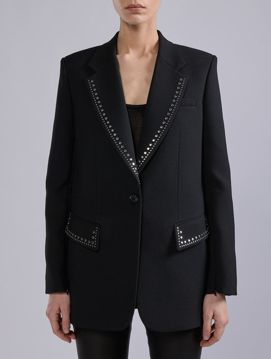 Black double gabardine jacket with studs