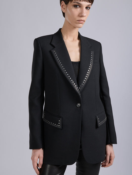 Black double gabardine jacket with studs