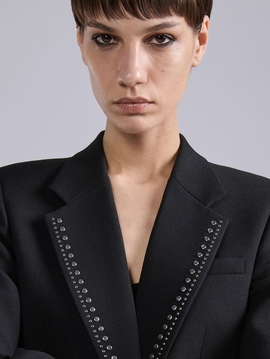 Black double gabardine jacket with studs
