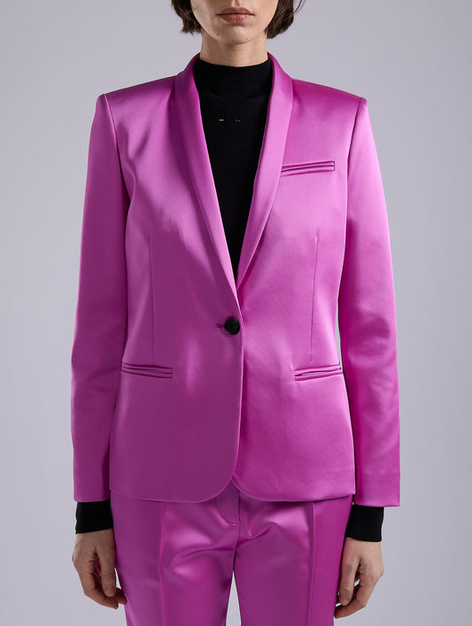 Pink satin fitted jacket